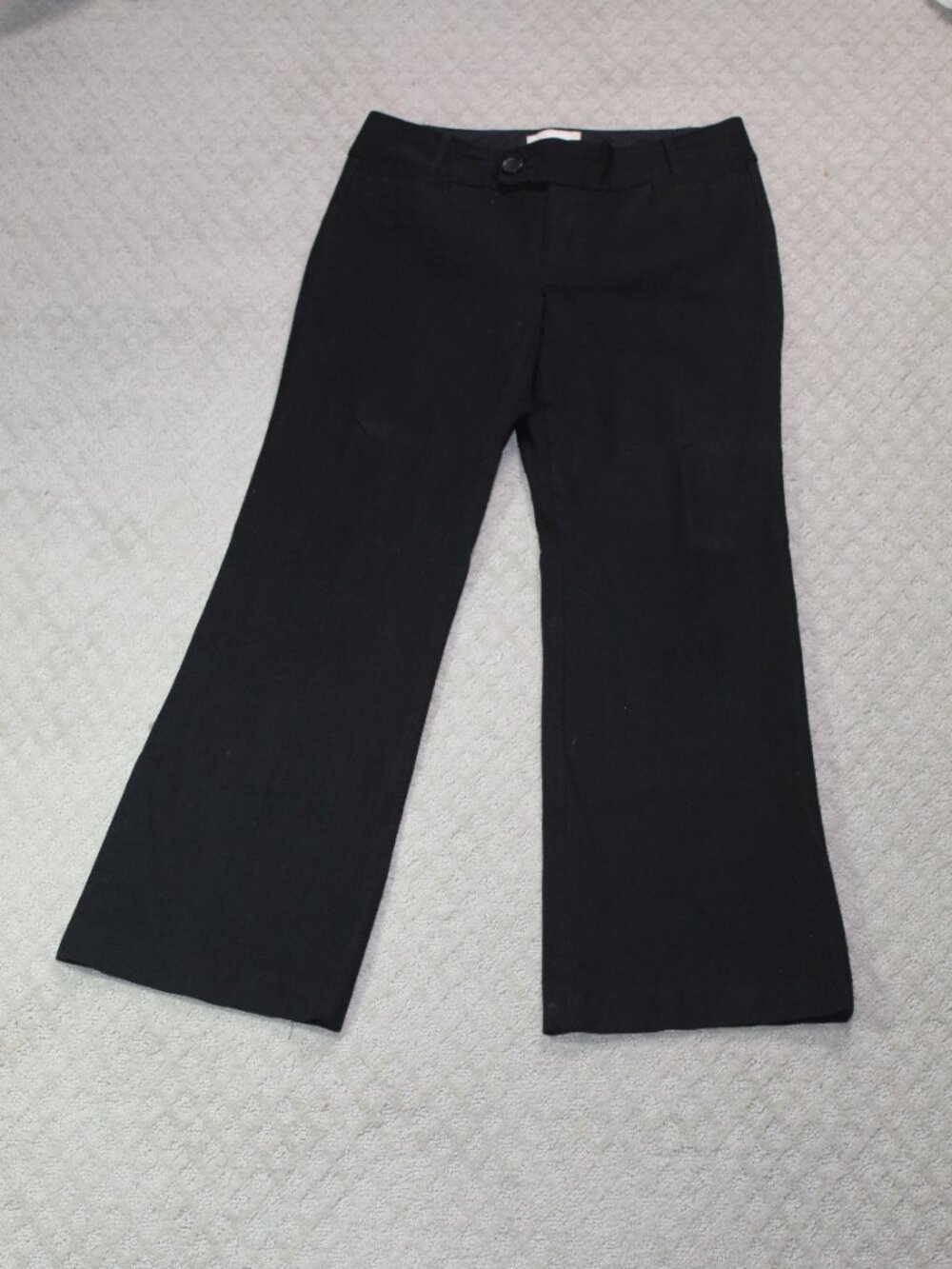 Banana Republic Jackson Fit Size 10 Mid Rise Black Wide Leg Trousers
